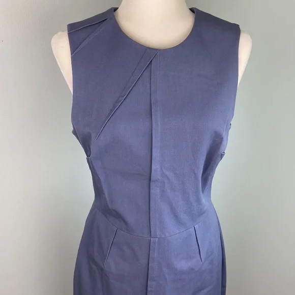 - NWOT Banana Republic Sloan Steel Smokey Blue Stretch Sheath Dress Size 12 - Picture 4 of 10